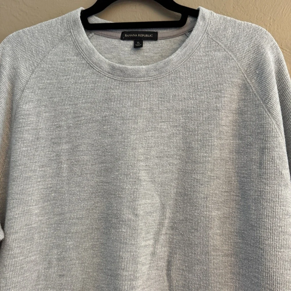 Banana Republic Mens‎ XL Gray Waffle Knit Raglan Long Sleeve Crewneck Sweatshirt